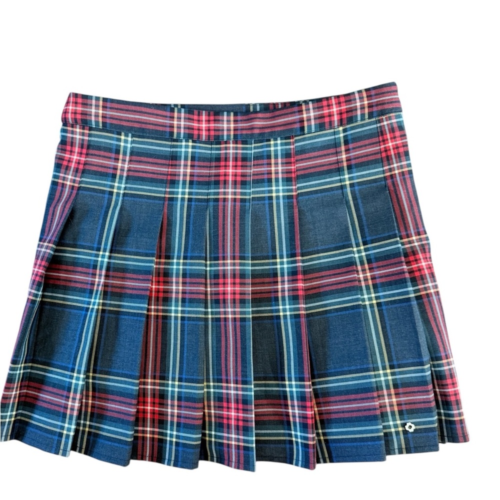 Maje Short Tartan Plaid A-Line Skirt in Red and Black - Picture 7 of 13